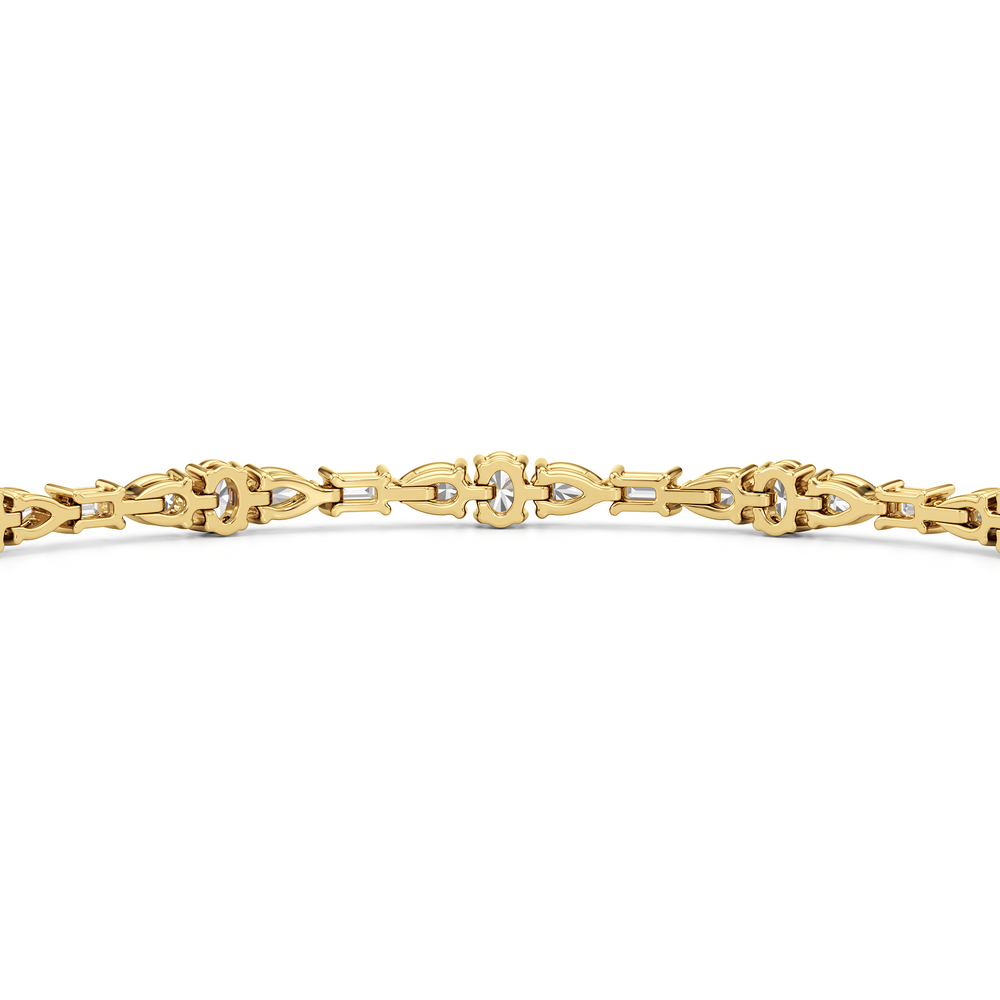 Pear and Oval Sequenced with Emerald Tennis Bracelet with 2 3/4 Cut Diamond in 14KT Yellow Gold view 8
