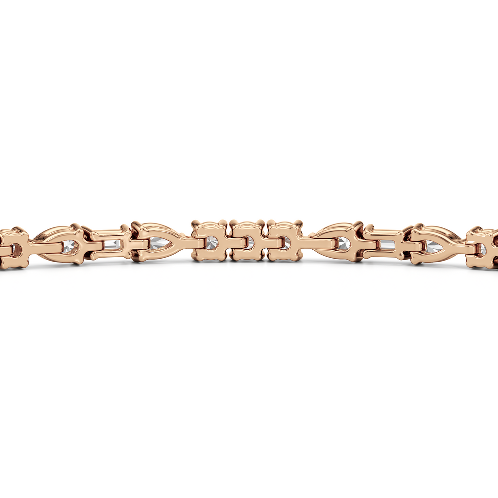 Pear, Emerald and Round Linear Tennis Bracelet with 2 3/4 Cut Diamond in 14KT Rose Gold view 8
