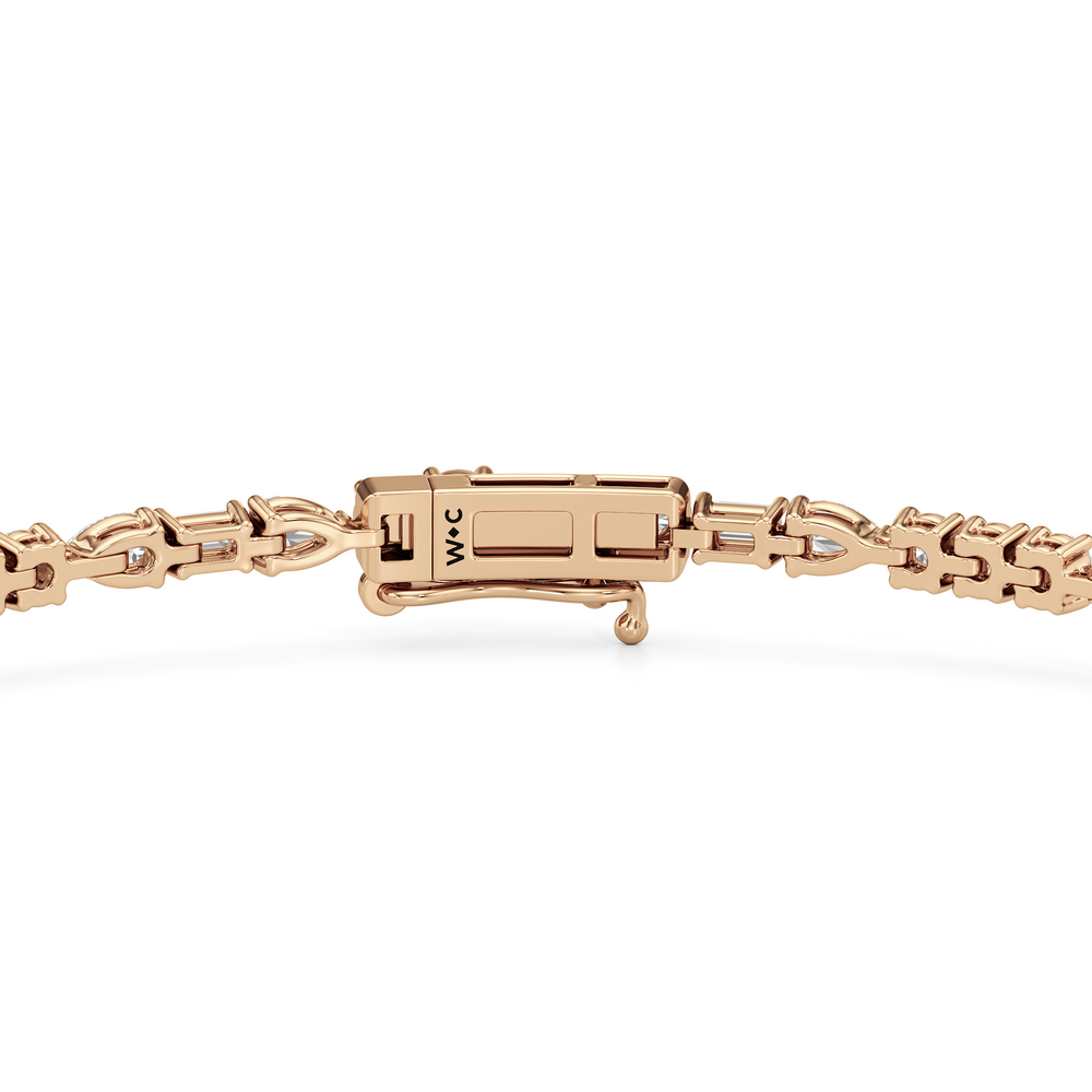 Pear, Emerald and Round Linear Tennis Bracelet with 2 3/4 Cut Diamond in 14KT Rose Gold view 7
