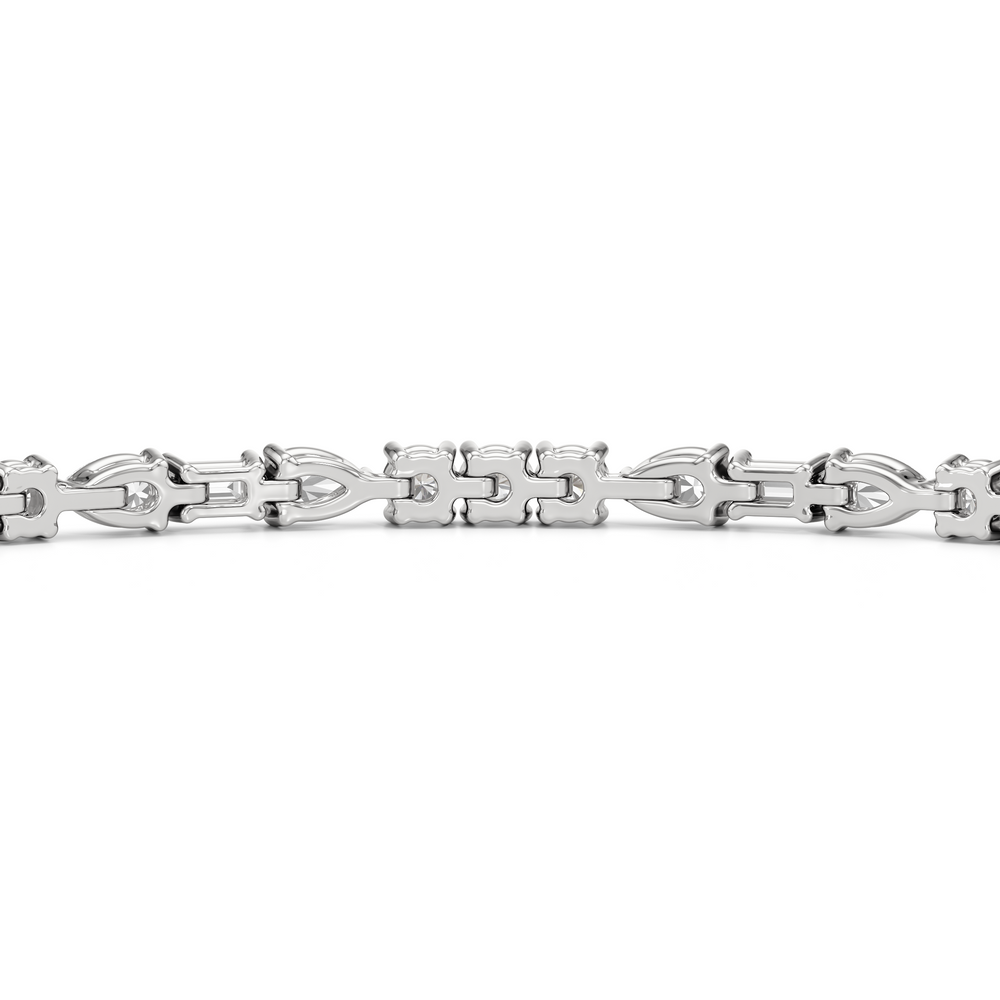 Pear, Emerald and Round Linear Tennis Bracelet with 2 3/4 Cut Diamond in 14KT White Gold view 8
