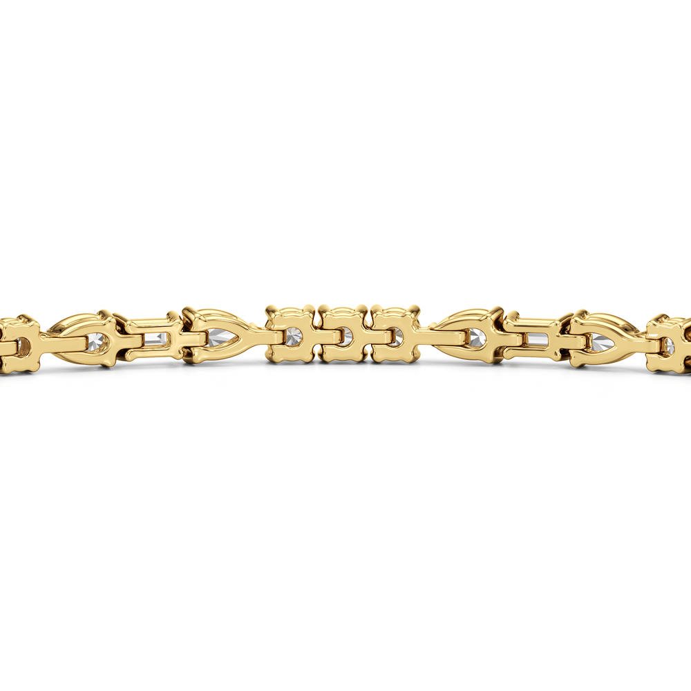 Pear, Emerald and Round Linear Tennis Bracelet with 2 3/4 Cut Diamond in 14KT Yellow Gold view 8
