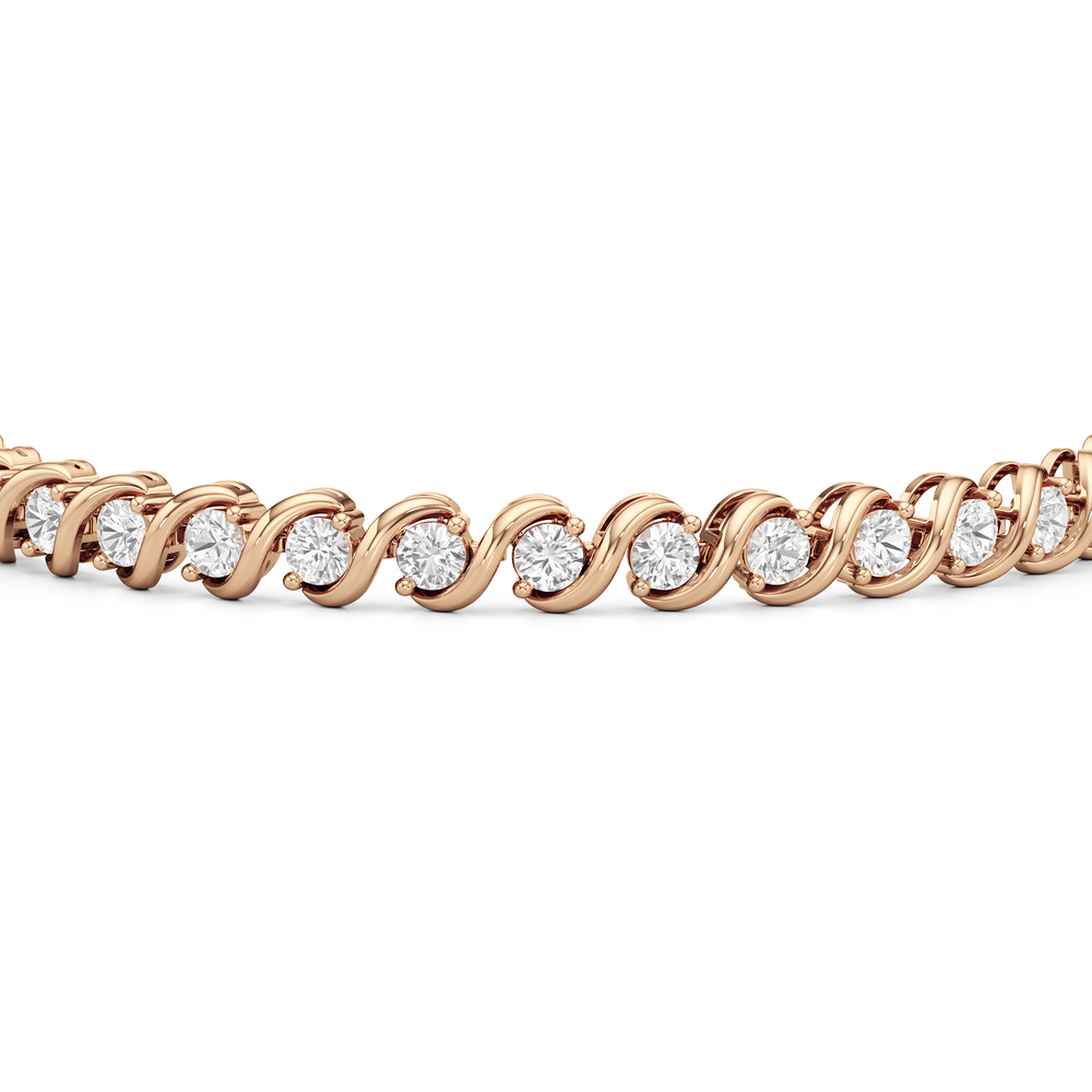 Spiral Tennis Bracelet with 5 Cut Diamond in 14KT Rose Gold view 6
