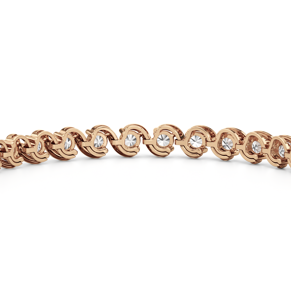 Spiral Tennis Bracelet with 5 Cut Diamond in 14KT Rose Gold view 8
