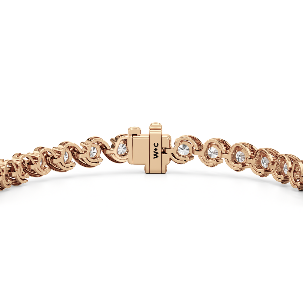Spiral Tennis Bracelet with 5 Cut Diamond in 14KT Rose Gold view 7
