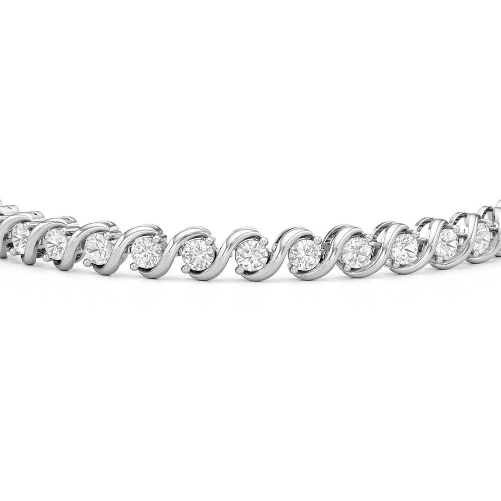 Spiral Tennis Bracelet with 5 Cut Diamond in 14KT White Gold view 6
