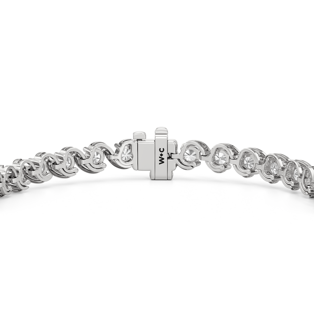 Spiral Tennis Bracelet with 5 Cut Diamond in 14KT White Gold view 7
