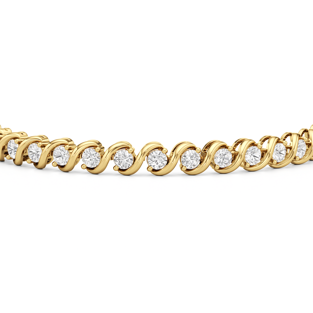 Spiral Tennis Bracelet with 5 Cut Diamond in 14KT Yellow Gold view 6
