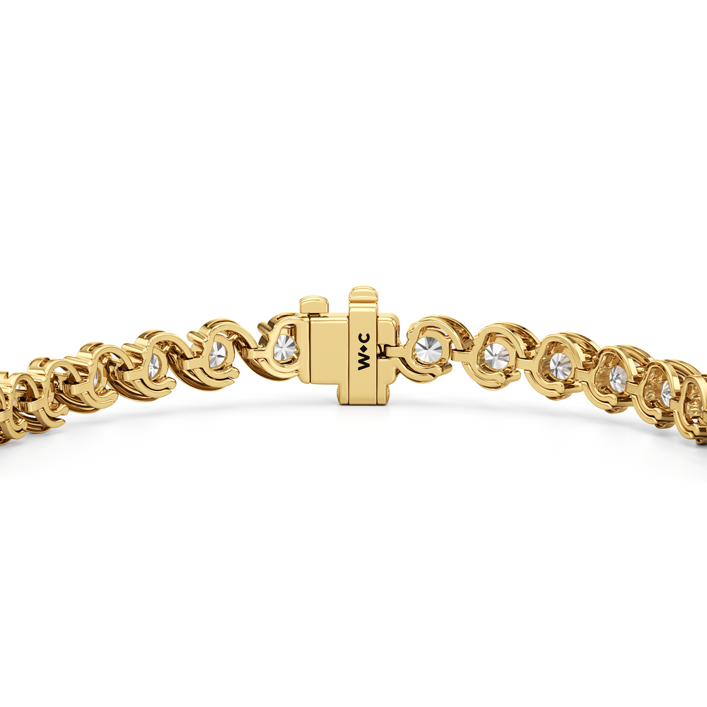 Spiral Tennis Bracelet with 5 Cut Diamond in 14KT Yellow Gold view 7
