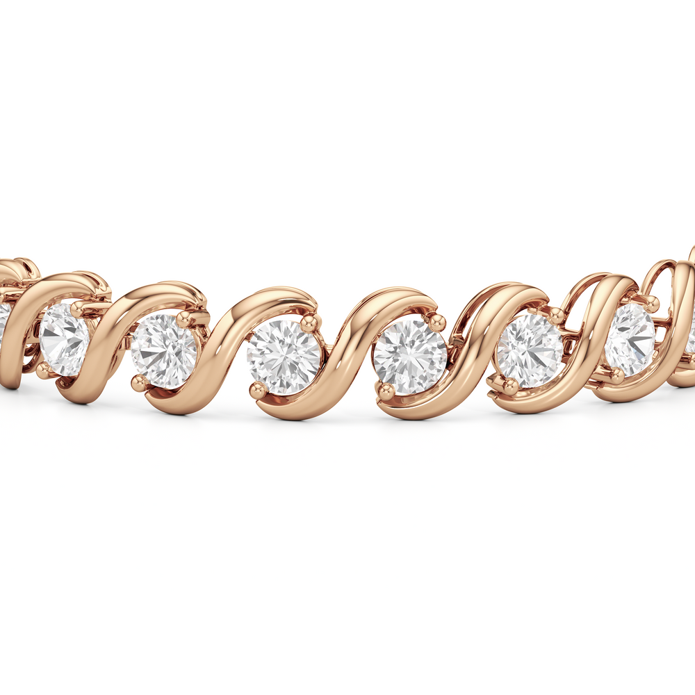 Spiral Tennis Bracelet with 10 Cut Diamond in 14KT Rose Gold view 5
