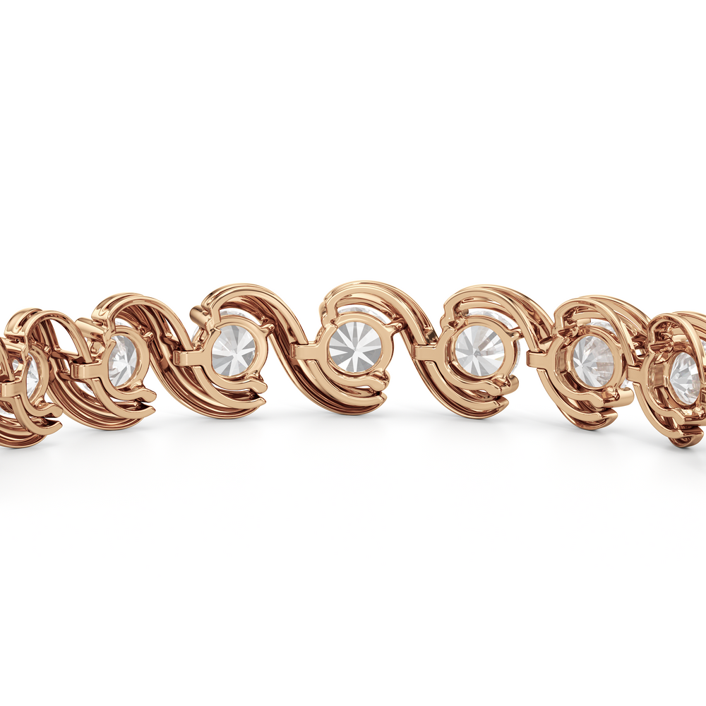 Spiral Tennis Bracelet with 10 Cut Diamond in 14KT Rose Gold view 7

