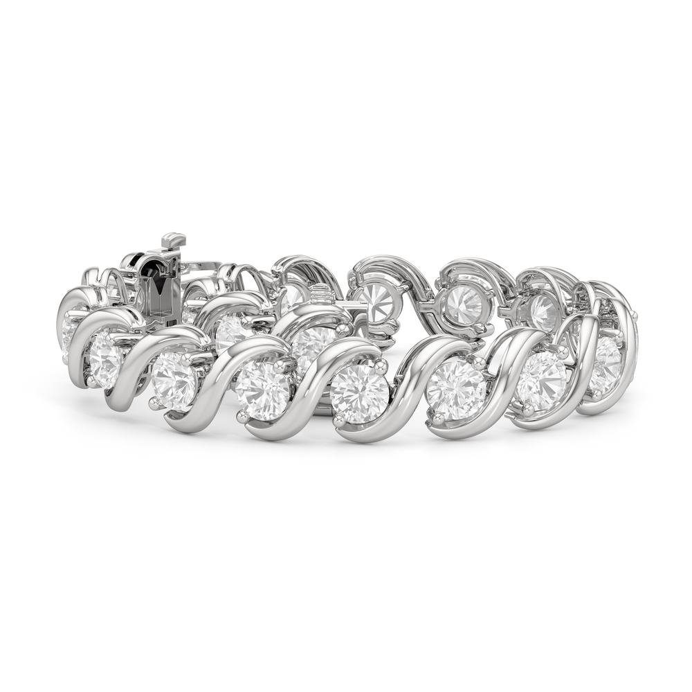 Spiral Tennis Bracelet with 10 Cut Diamond in 14KT White Gold view 2
