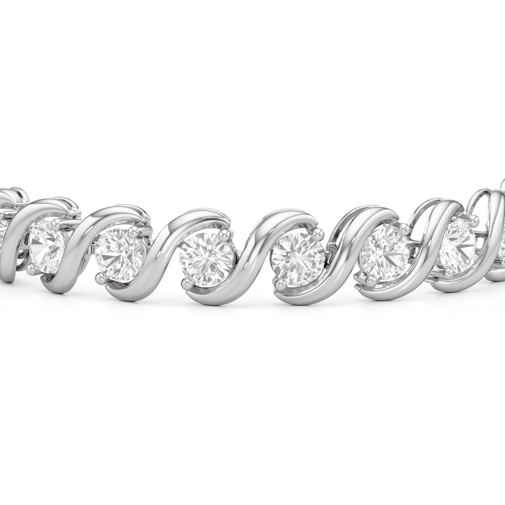 Spiral Tennis Bracelet with 10 Cut Diamond in 14KT White Gold view 5
