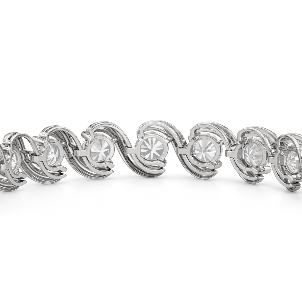 Spiral Tennis Bracelet with 10 Cut Diamond in 14KT White Gold view 7
