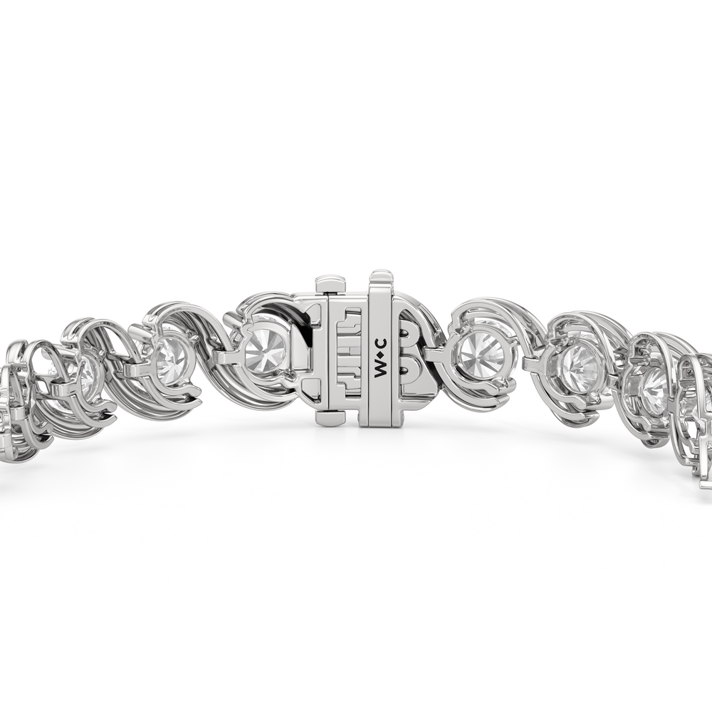 Spiral Tennis Bracelet with 10 Cut Diamond in 14KT White Gold view 6
