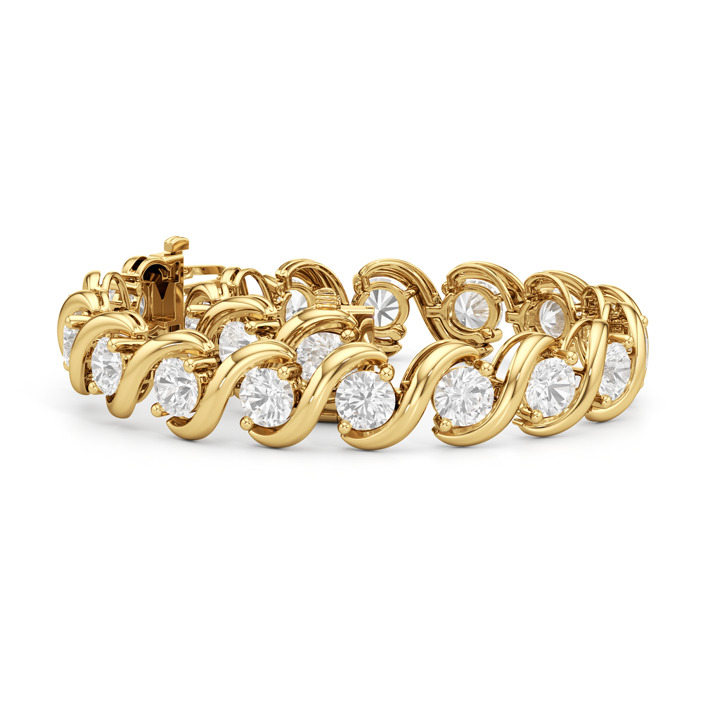 Spiral Tennis Bracelet with 10 Cut Diamond in 14KT Yellow Gold view 2
