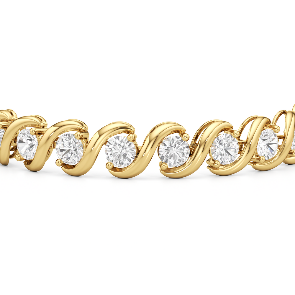 Spiral Tennis Bracelet with 10 Cut Diamond in 14KT Yellow Gold view 5
