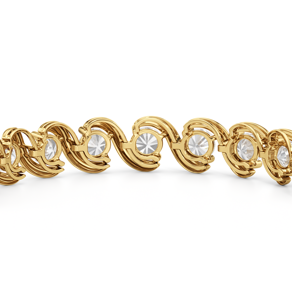 Spiral Tennis Bracelet with 10 Cut Diamond in 14KT Yellow Gold view 7
