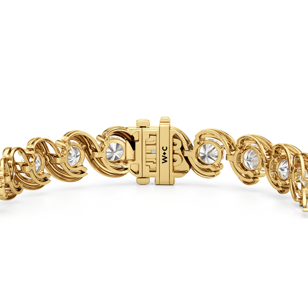 Spiral Tennis Bracelet with 10 Cut Diamond in 14KT Yellow Gold view 6

