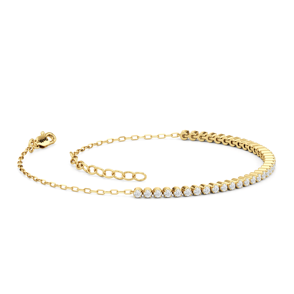 Petite Diamond Line Bracelet with 3/8 Cut Diamond in 14KT Yellow Gold view 2

