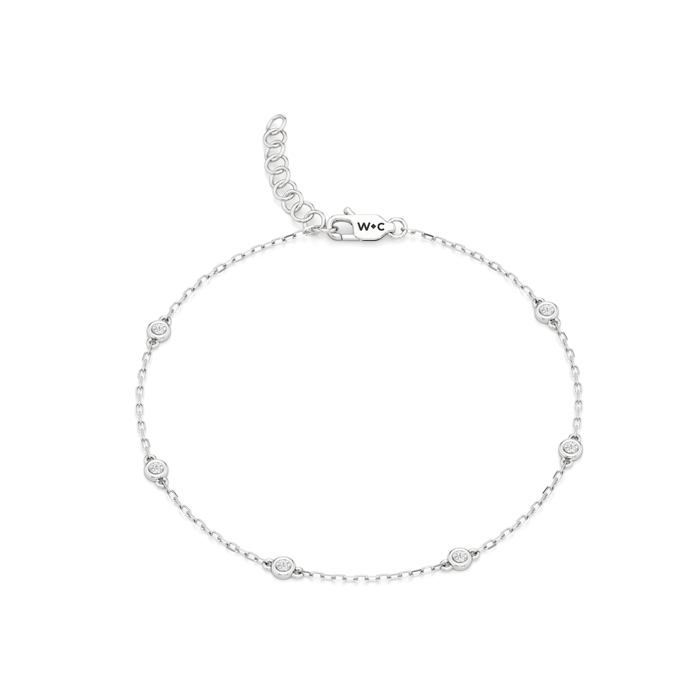 The Alexandra Station Bracelet with Lab Cut Diamond in 14KT White Gold view 1
