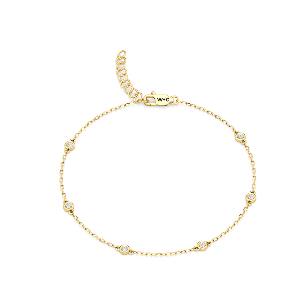 The Alexandra Station Bracelet with Lab Cut Diamond in 14KT Yellow Gold view 1
