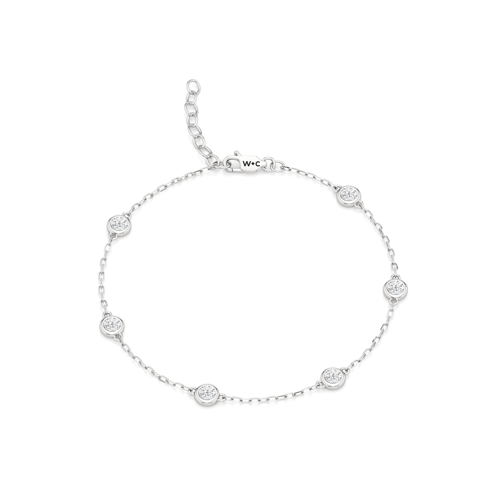 The Zoe Petite Chain Bracelet with Lab Cut Diamond in 14KT White Gold view 1
