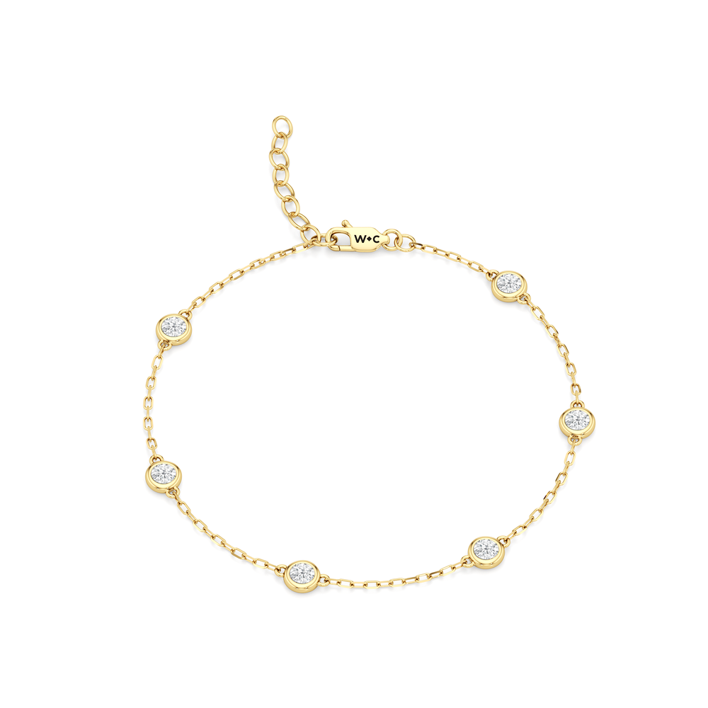 The Zoe Petite Chain Bracelet with Lab Cut Diamond in 14KT Yellow Gold view 1
