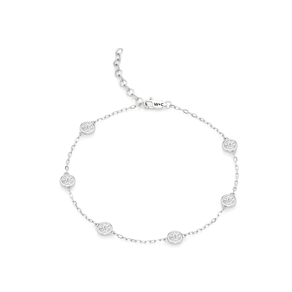 The Zoe Chain Bracelet with Lab Cut Diamond in 14KT White Gold view 1
