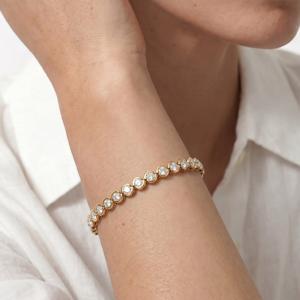The Emilie Tennis Bracelet with Lab Cut Diamond in 14KT White Gold view 2
