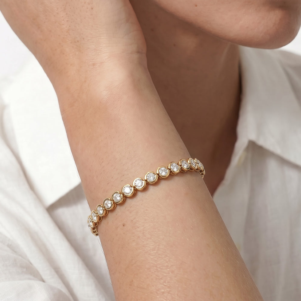 The Emilie Tennis Bracelet with Lab Cut Diamond in 14KT Yellow Gold view 2
