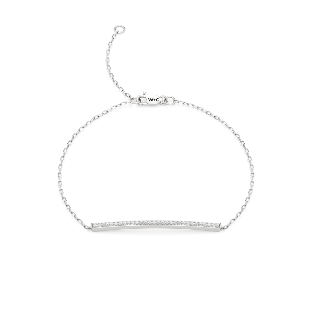 The Lena Bar Bracelet with Lab Cut Diamond in 14KT White Gold view 1
