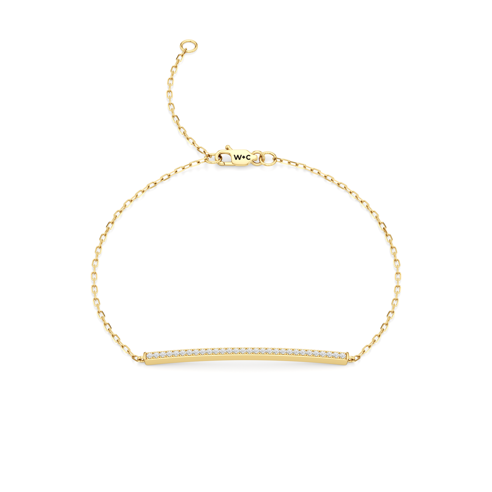 The Lena Bar Bracelet with Lab Cut Diamond in 14KT Yellow Gold view 1

