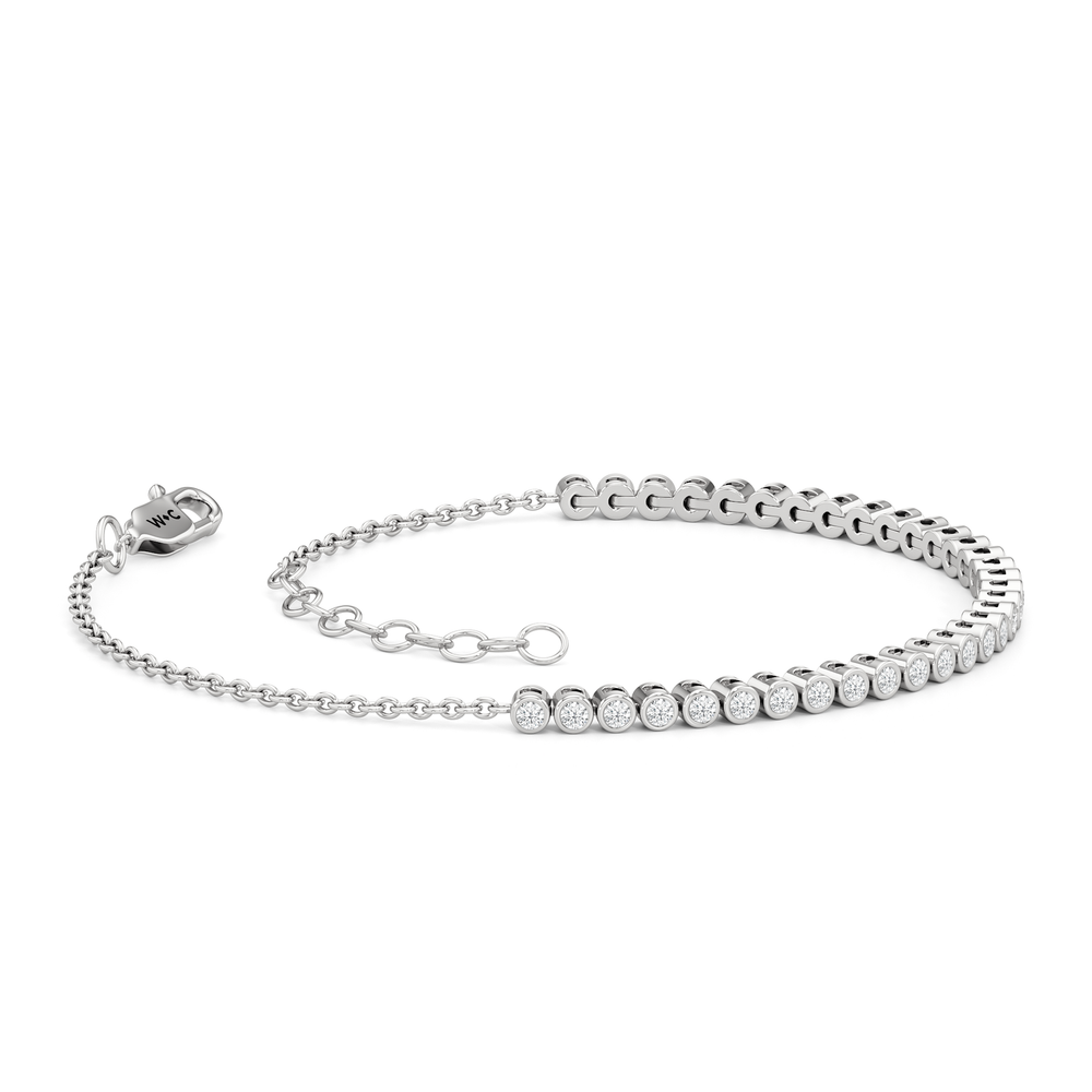 Petite Bezel Diamond Tennis Bracelet with Lab Cut Diamond in 14KT White Gold view 5

