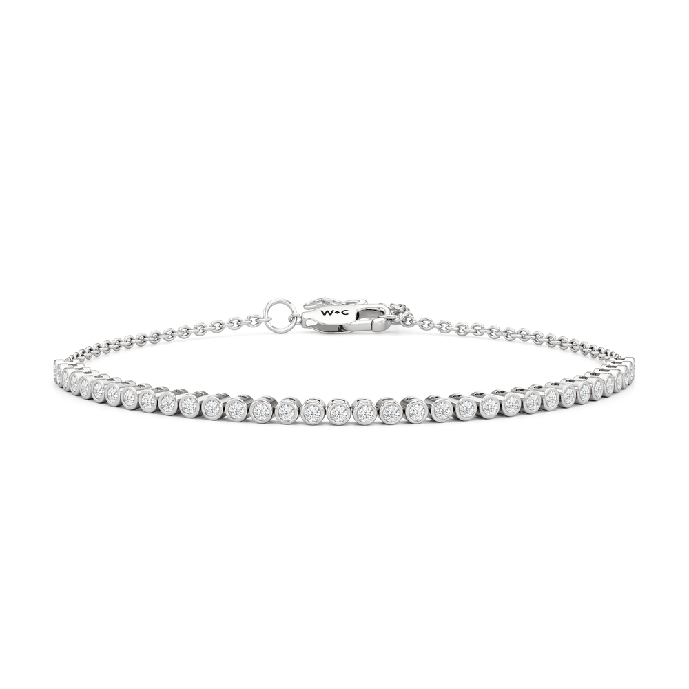 Petite Bezel Diamond Tennis Bracelet with Lab Cut Diamond in 14KT White Gold view 1
