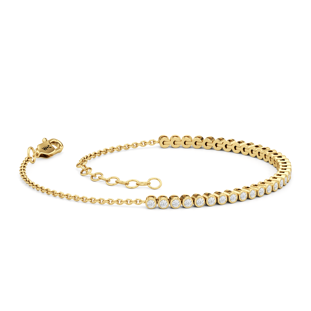 Petite Bezel Diamond Tennis Bracelet with Lab Cut Diamond in 14KT Yellow Gold view 5
