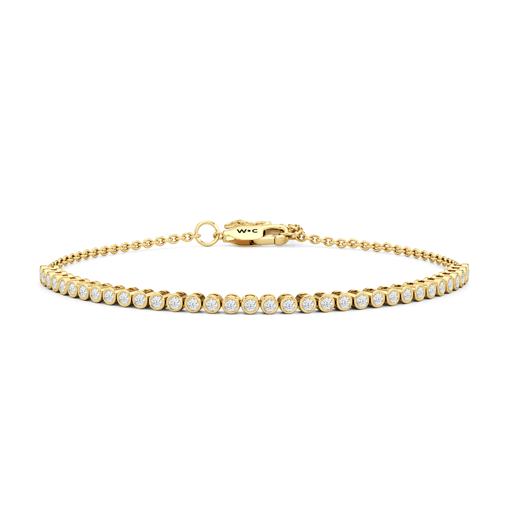 Petite Bezel Diamond Tennis Bracelet with Lab Cut Diamond in 14KT Yellow Gold view 1
