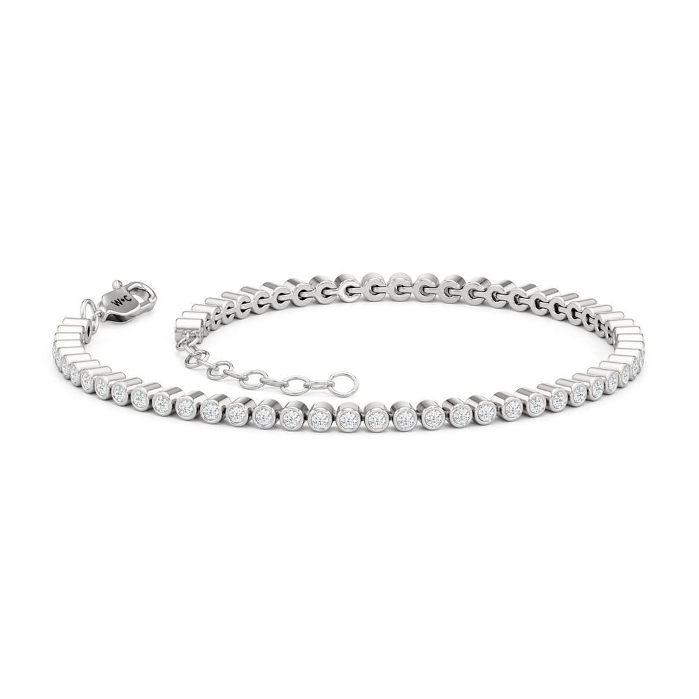 Petite Eternity Bezel Diamond Tennis Bracelet with Lab Cut Diamond in 14KT White Gold view 4
