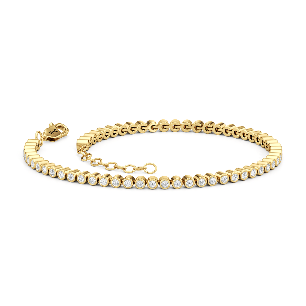 Petite Eternity Bezel Diamond Tennis Bracelet with Lab Cut Diamond in 14KT Yellow Gold view 4
