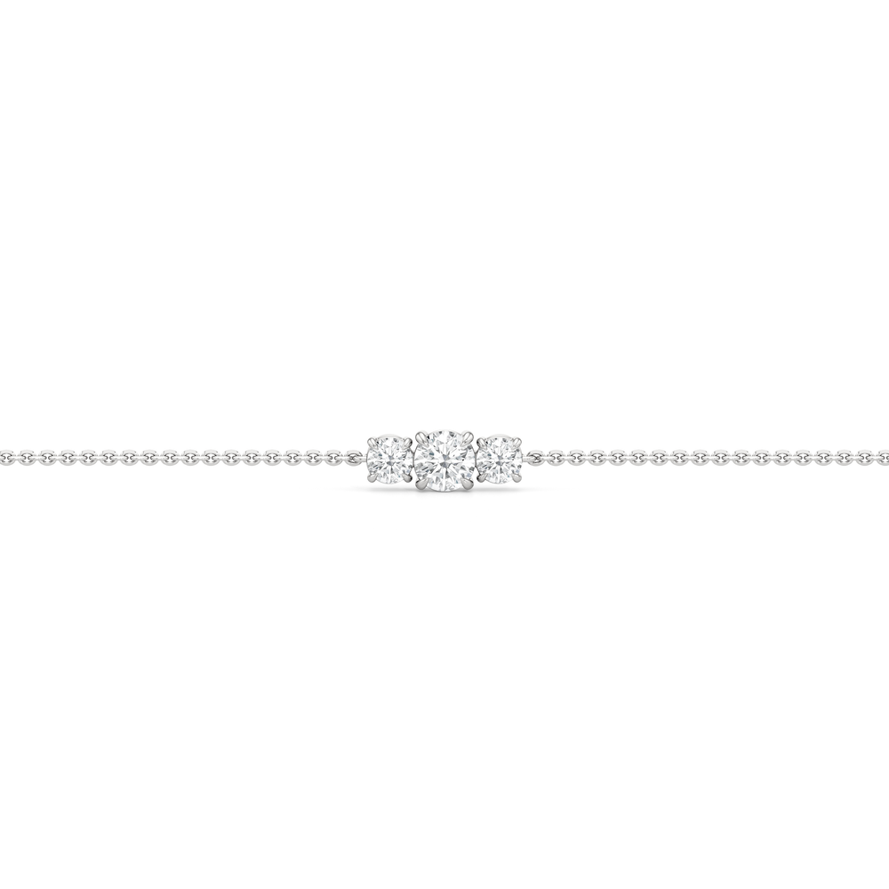 The Vera Three Stone Bracelet with Lab Cut Diamond in 14KT White Gold view 4
