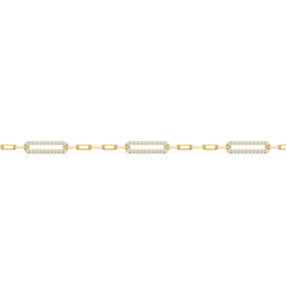 The Celine Paperclip Bracelet with Lab Cut Diamond in 14KT 18K Yellow Gold Vermeil view 5
