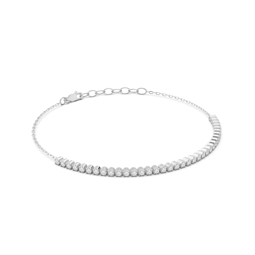 Petite Half Diamond Tennis Bracelet with 1/2 Cut Diamond in 14KT White Gold view 2
