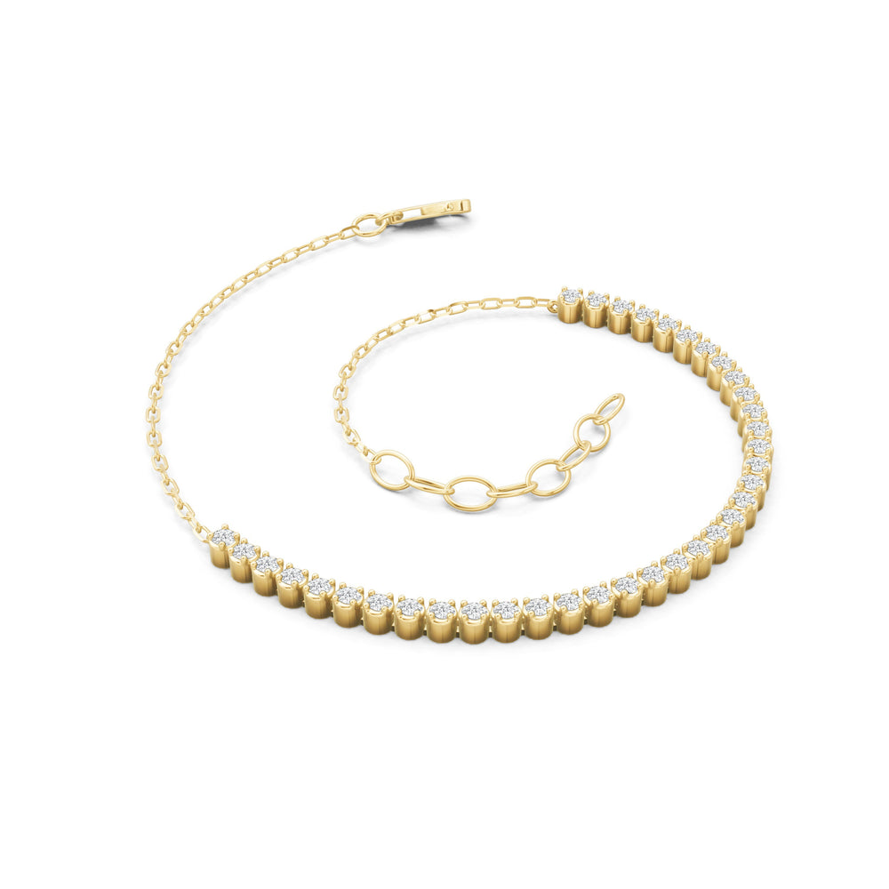 Petite Half Diamond Tennis Bracelet with 1/2 Cut Diamond in 14KT Yellow Gold view 5
