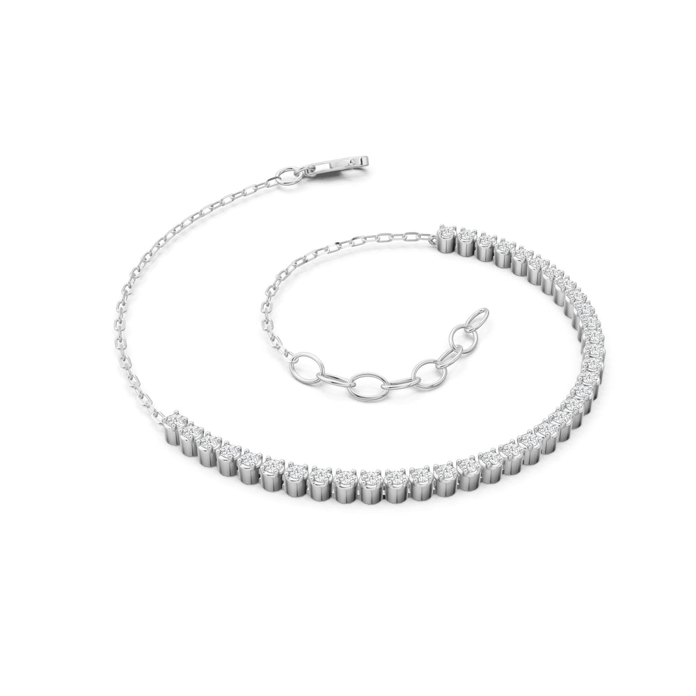 Petite Half Diamond Tennis Bracelet with 1/2 Cut Diamond in 14KT White Gold view 5
