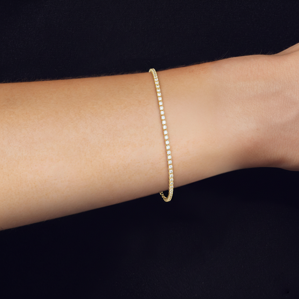 Petite Half Diamond Tennis Bracelet with 1/2 Cut Diamond in 14KT Yellow Gold view 4
