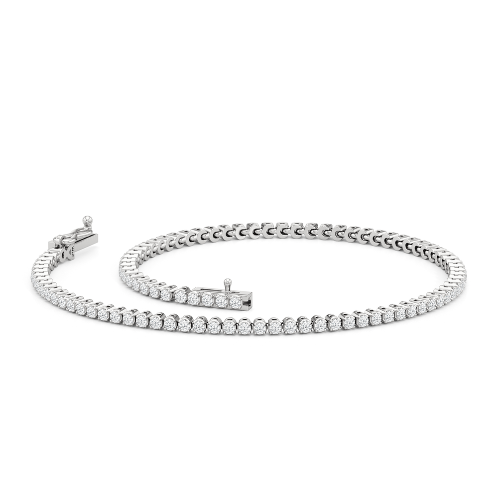 Petite Eternity Diamond Tennis Bracelet with 1 Cut Diamond in 14KT White Gold view 2
