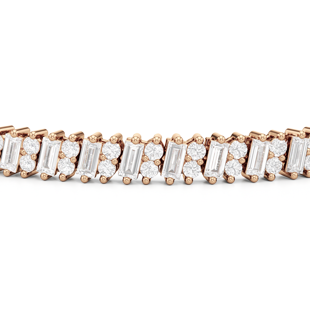 Alternating Duo Tennis Bracelet with 4 Cut Diamond in 14KT Rose Gold view 6
