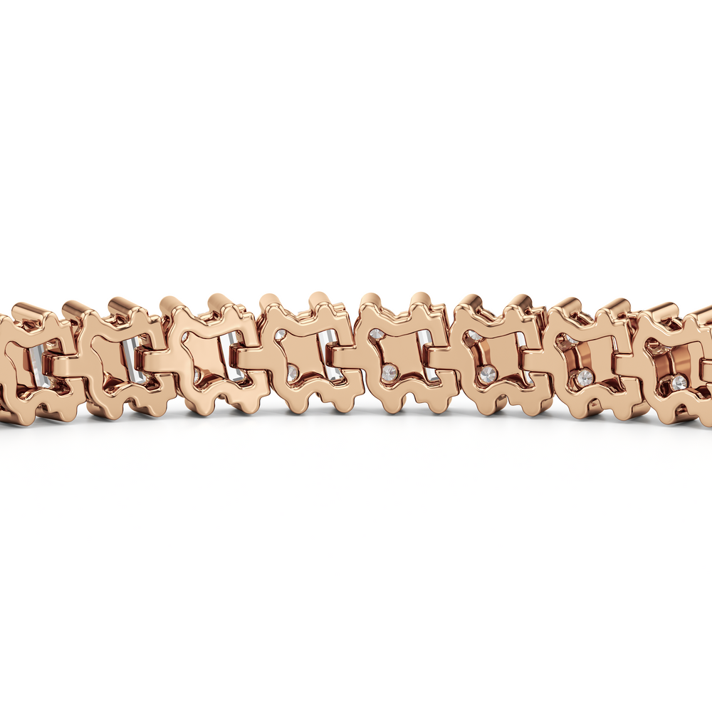 Alternating Duo Tennis Bracelet with 4 Cut Diamond in 14KT Rose Gold view 7

