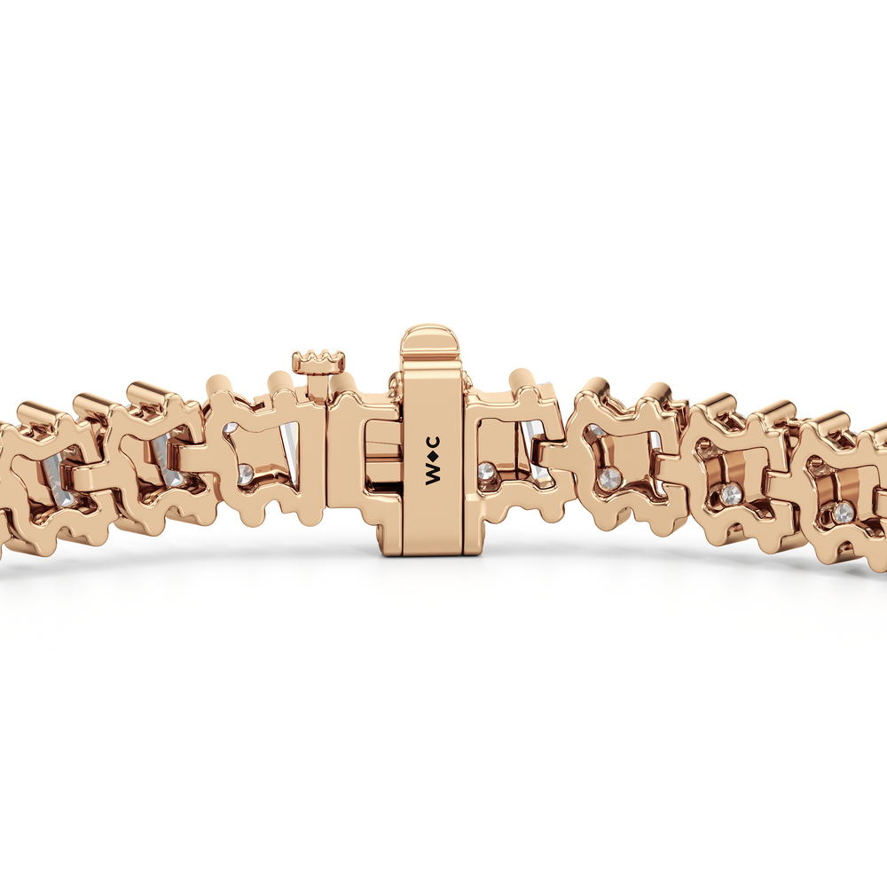 Alternating Duo Tennis Bracelet with 4 Cut Diamond in 14KT Rose Gold view 8
