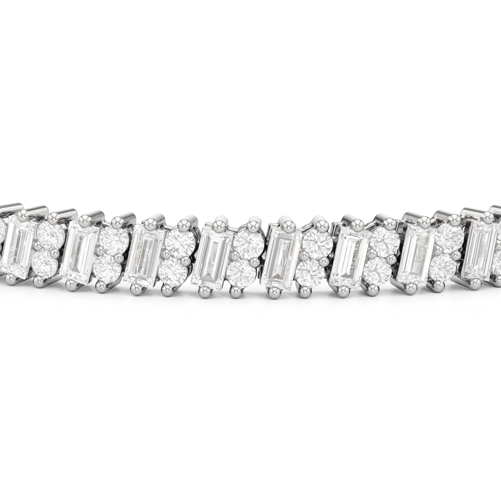 Alternating Duo Tennis Bracelet with 4 Cut Diamond in 14KT White Gold view 6

