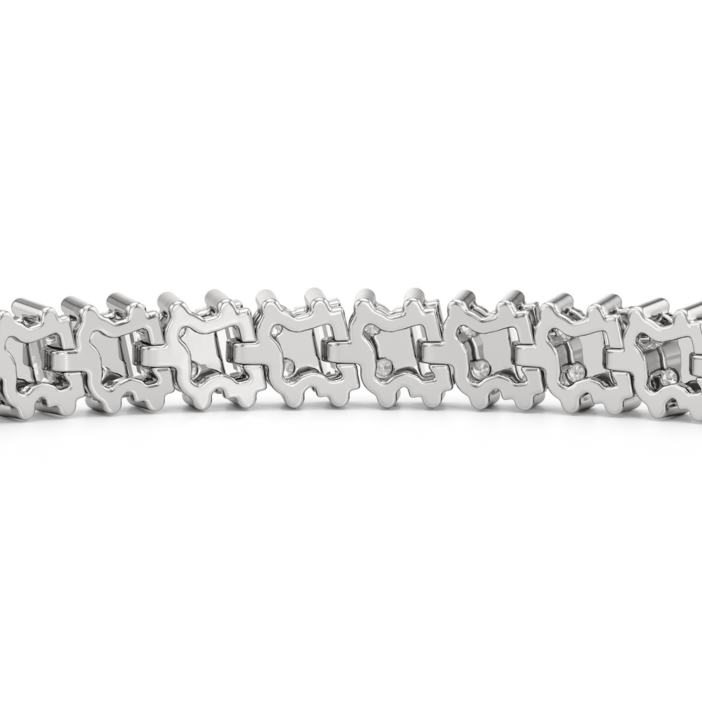 Alternating Duo Tennis Bracelet with 4 Cut Diamond in 14KT White Gold view 7
